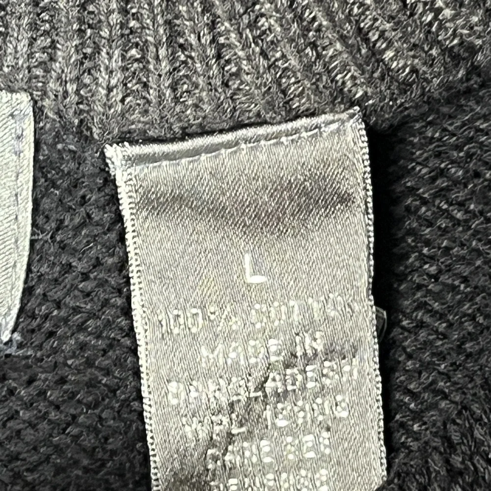 Oscar De La Renta Sweater Mens Large Black Cotton Ribbed Tight Knit Quarter Zip